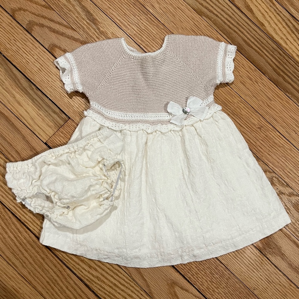 Paz crochet detail dress & bloomers, 9 mos